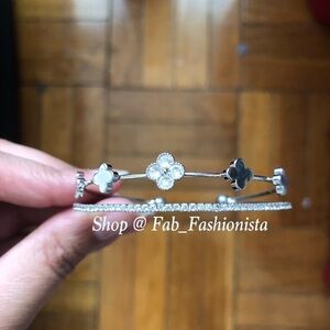 Clover silver cuff bracelet